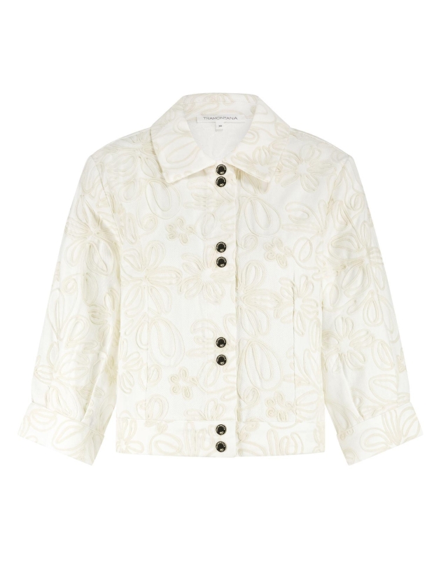 Tramontana Embroidered Denim Jacket 001100 Off White