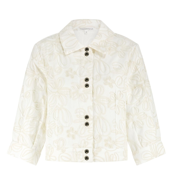 Tramontana Embroidered Denim Jacket 001100 Off White