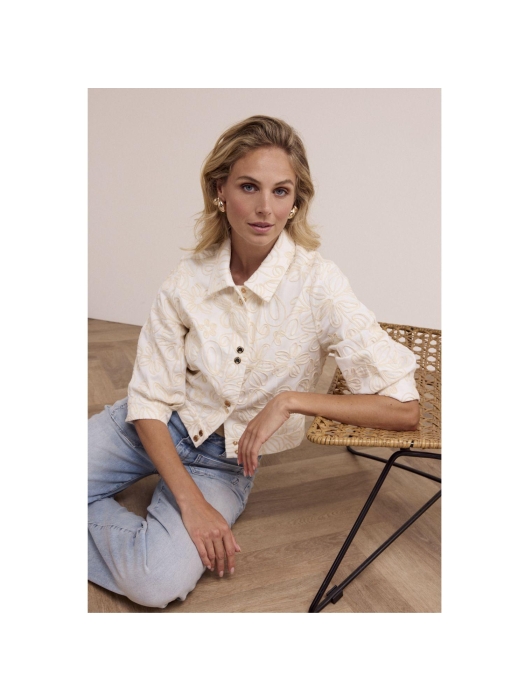 Tramontana Embroidered Denim Jacket 001100 Off White
