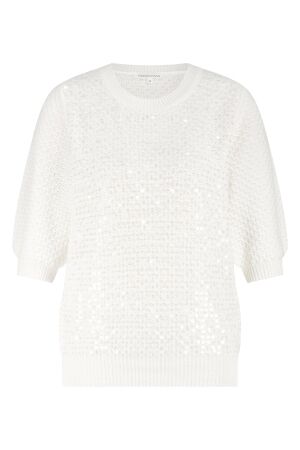 Tramontana Sequin Short-Sleeve Jumper 001100 Off white