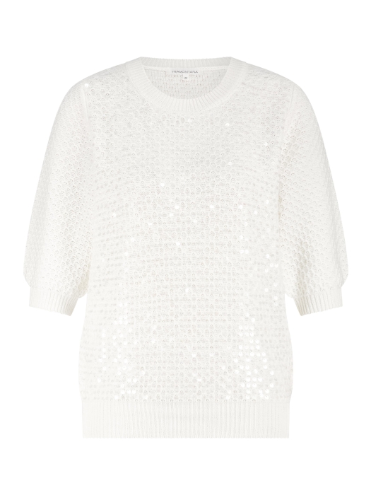 Tramontana Sequin Short-Sleeve Jumper 001100 Off white