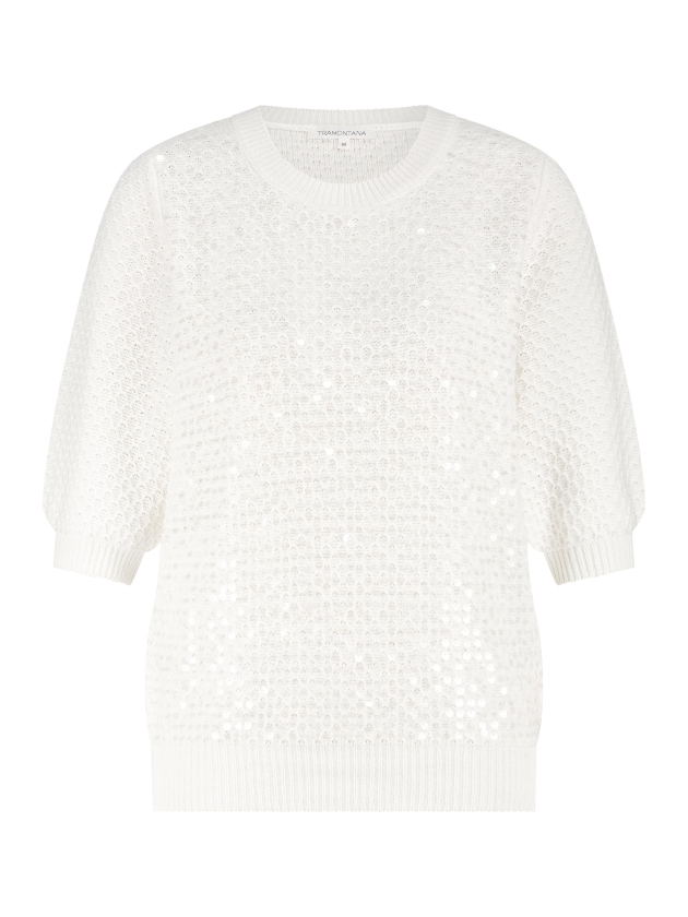Tramontana Sequin Short-Sleeve Jumper 001100 Off white