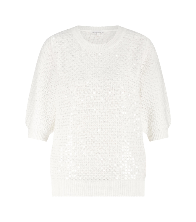 Tramontana Sequin Short-Sleeve Jumper 001100 Off white