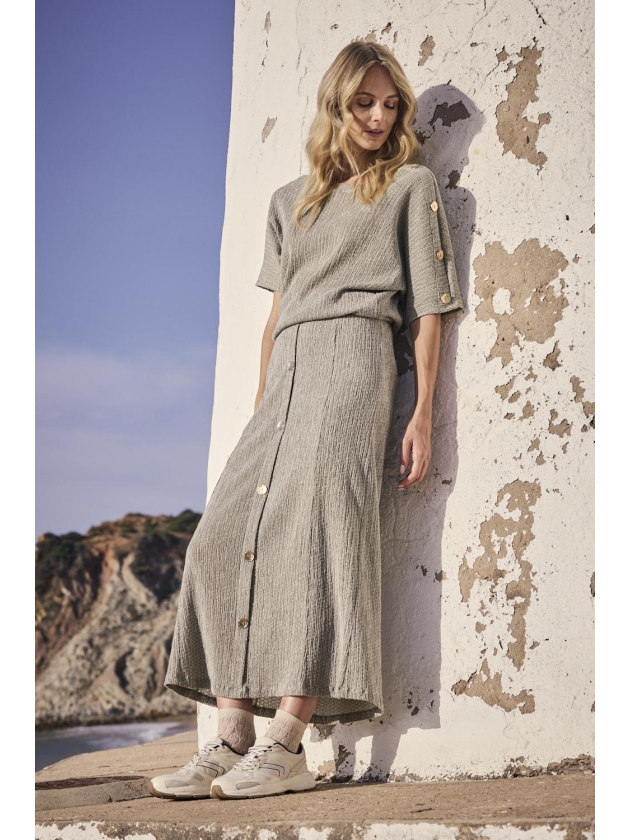 Tramontana Crinkled Maxi Skirt 006156 Aloe melange