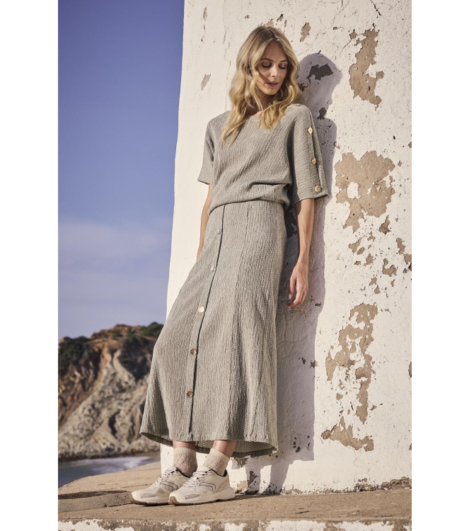 Tramontana Crinkled Maxi Skirt 006156 Aloe melange