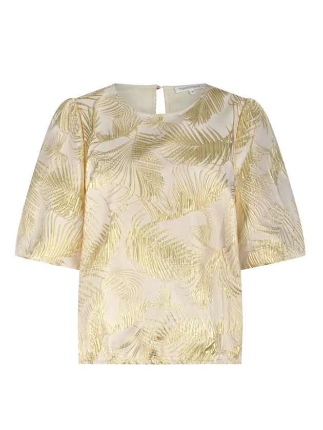 Tramontana Palm Jacquard Top 006803 Stone jacquard
