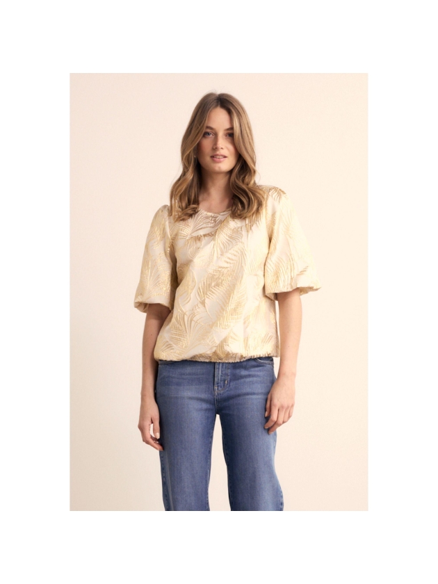 Tramontana Palm Jacquard Top 006803 Stone jacquard