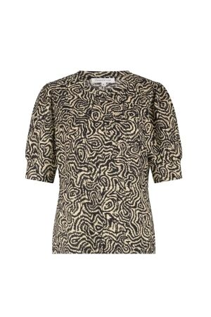 Tramontana Top Wandering Lines 100002 Print black en pebble