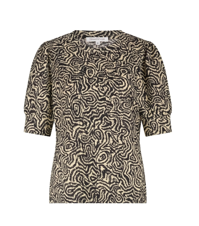 Tramontana Top Wandering Lines 100002 Print black en pebble