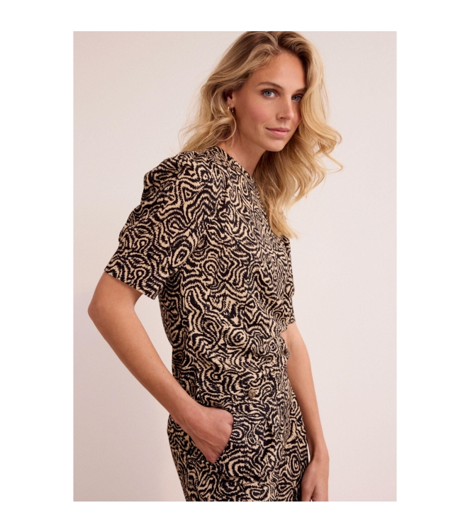 Tramontana Top Wandering Lines 100002 Print black en pebble