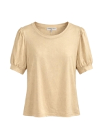 Tramontana Coated Puff-Sleeve T-Shirt 001225 Pebble