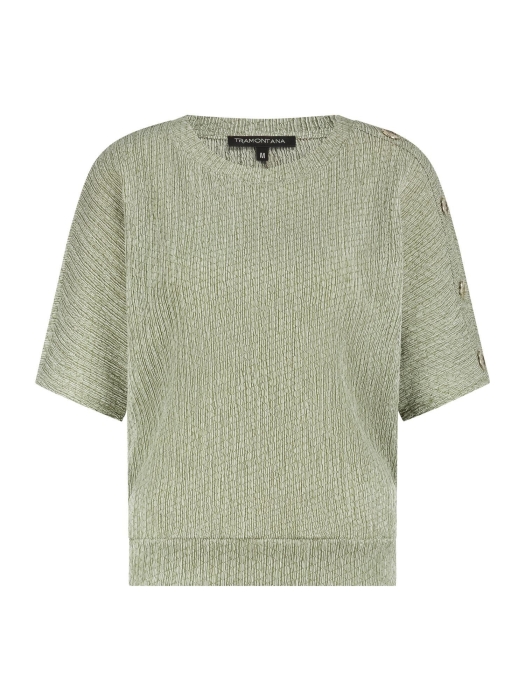 Tramontana Crinkled Top Button Detail 006156 Aloe melange