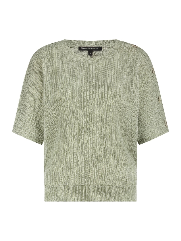 Tramontana Crinkled Top Button Detail 006156 Aloe melange