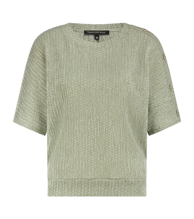Tramontana Crinkled Top Button Detail 006156 Aloe melange