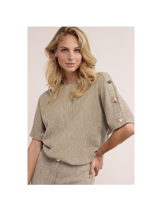 Tramontana Crinkled Top Button Detail 006156 Aloe melange