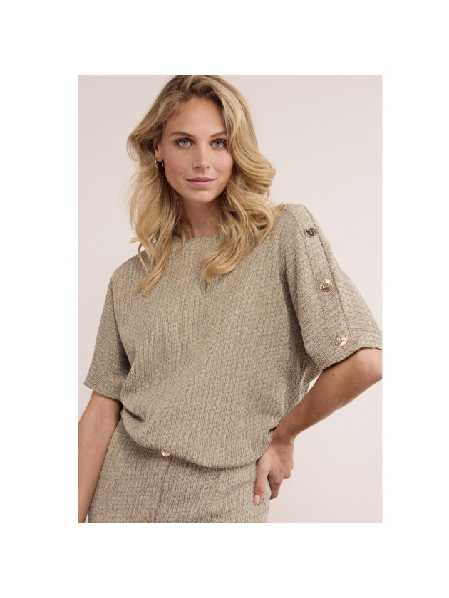 Tramontana Crinkled Top Button Detail 006156 Aloe melange