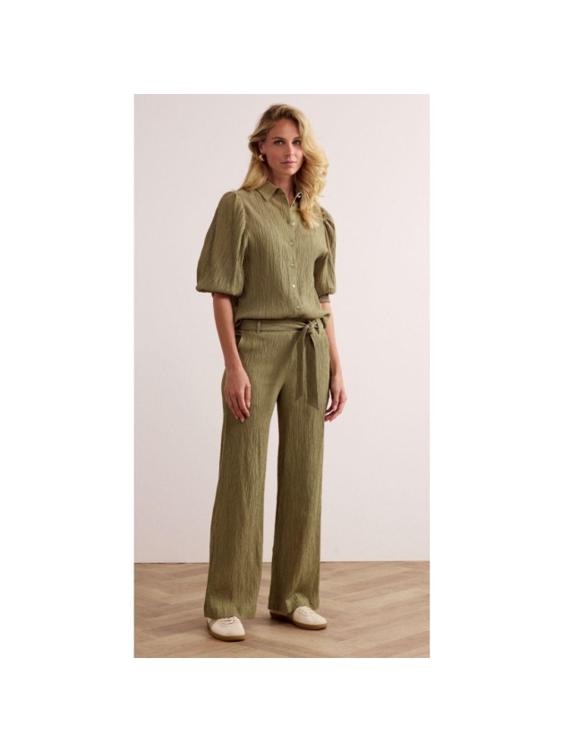 Tramontana Creased Wide-Leg Trousers 006155 Aloe