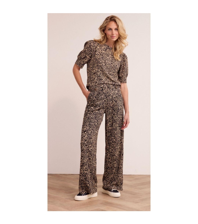 Tramontana Trousers Wandering Lines 100002 Print black en pebble