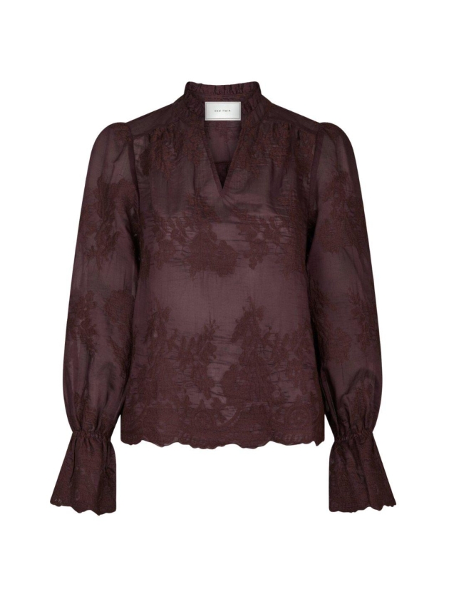 Neo Noir Amara big embroidery blouse 174 Burgundy