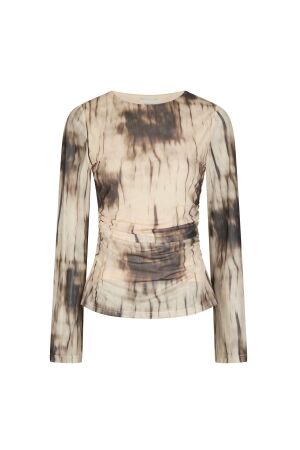 Neo Noir Lenida faded mesh blouse 306 Dusty brown