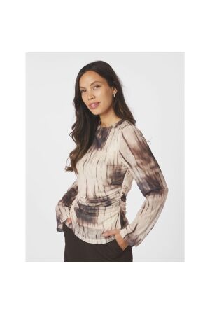 Neo Noir Lenida faded mesh blouse 306 Dusty brown