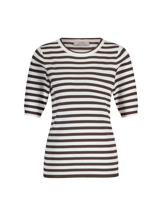 Studio Anneloes Luna ssl stripe pullover 1187 off white/espresso