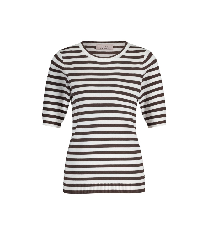 Studio Anneloes Luna ssl stripe pullover 1187 off white/espresso