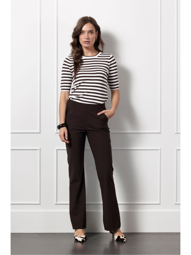 Studio Anneloes Luna ssl stripe pullover 1187 off white/espresso