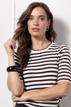 Studio Anneloes Luna ssl stripe pullover 1187 off white/espresso