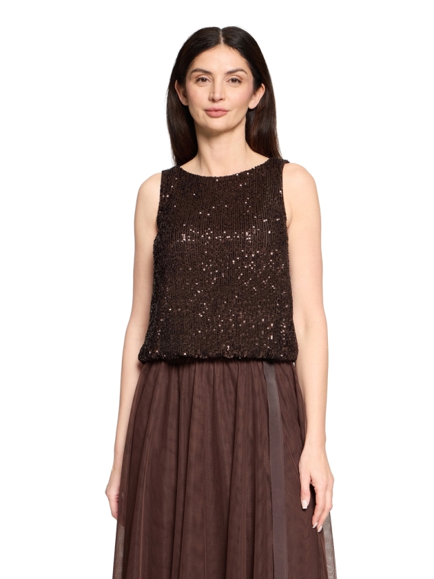 Vera Mont Shirt Kurz ohne Arm 7409 Espresso brown
