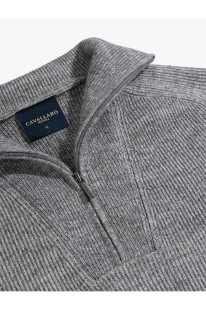 Cavallaro Corsico Melange Half Zip Pullover 950000 Mid grey