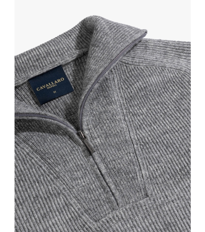 Cavallaro Corsico Melange Half Zip Pullover 950000 Mid grey