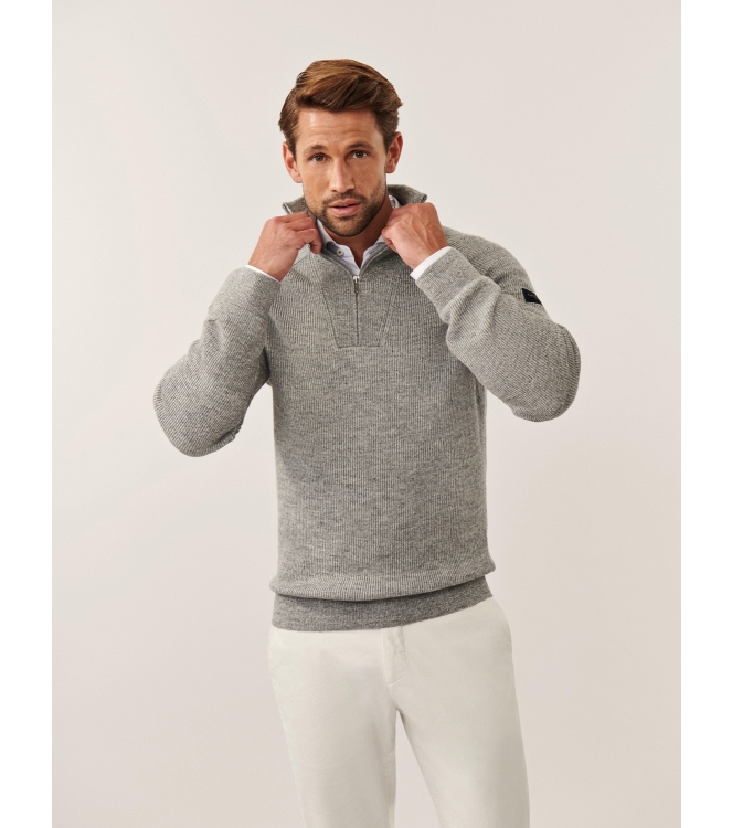 Cavallaro Corsico Melange Half Zip Pullover 950000 Mid grey