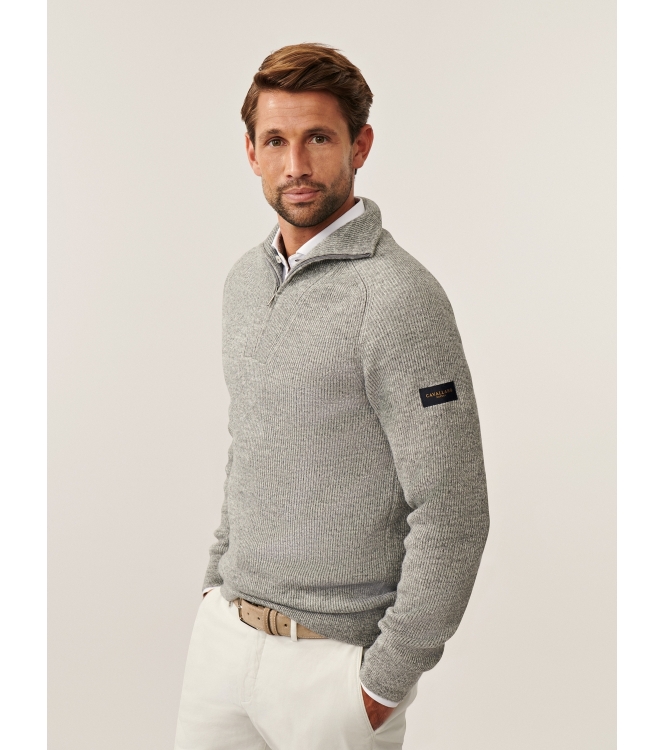 Cavallaro Corsico Melange Half Zip Pullover 950000 Mid grey