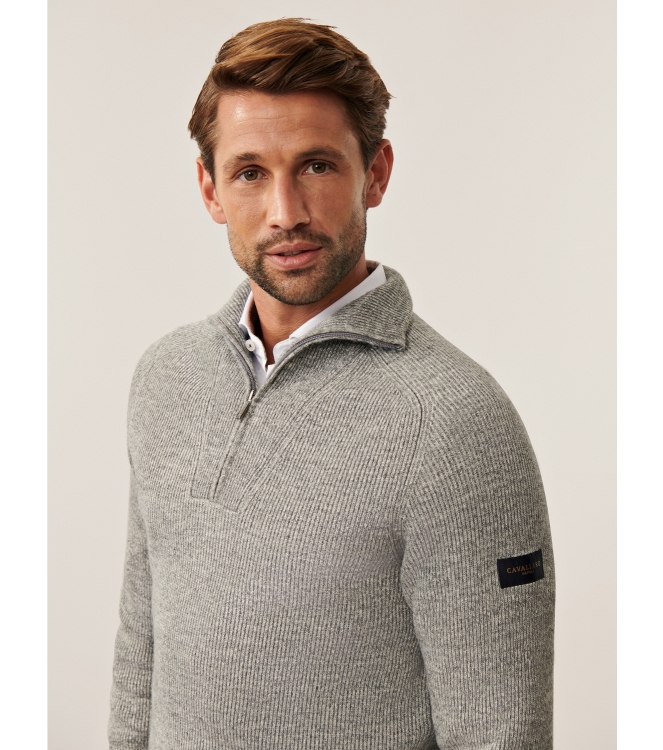 Cavallaro Corsico Melange Half Zip Pullover 950000 Mid grey