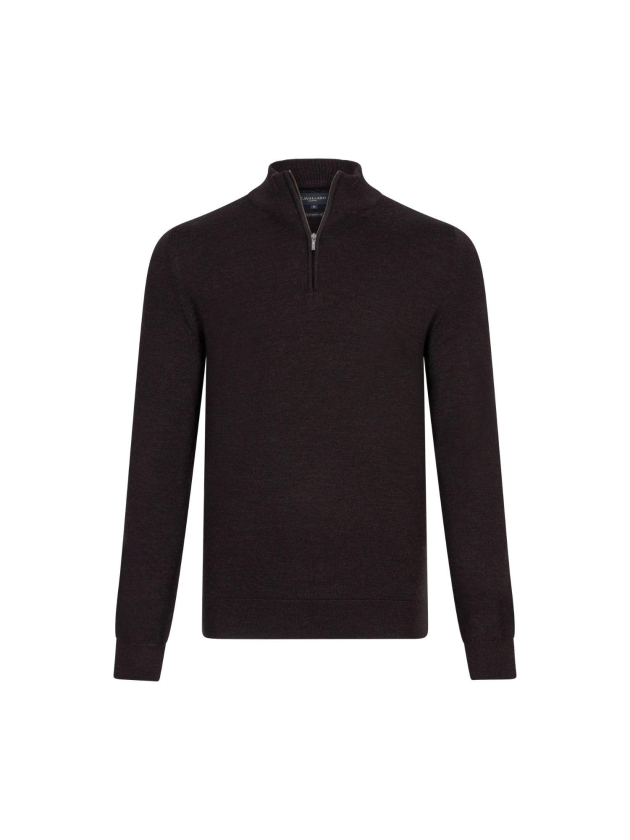 Cavallaro Merino Half Zip Pullover 898000 Dark brown