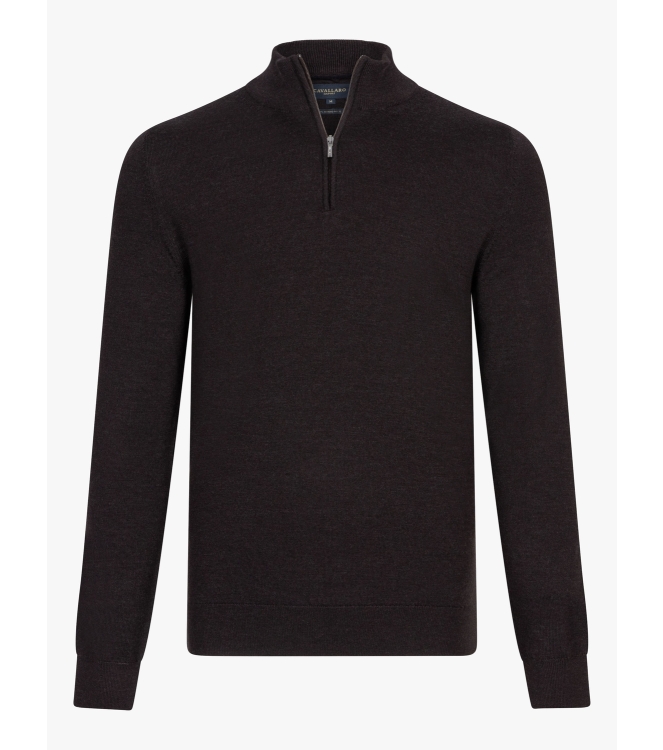 Cavallaro Merino Half Zip Pullover 898000 Dark brown