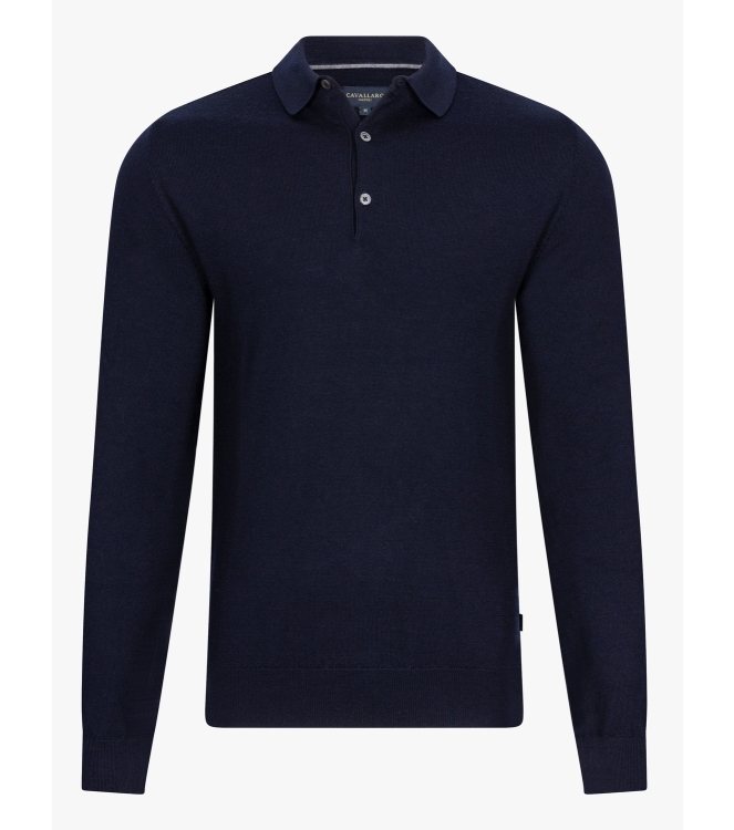 Cavallaro Merino Long Sleeve Polo 699000 Dark blue
