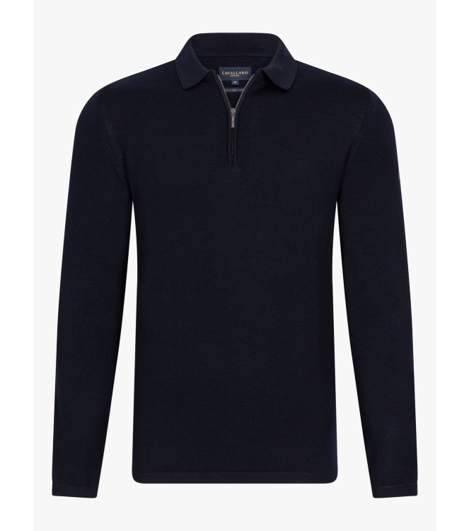 Cavallaro Merino Long Sleeve Zip Polo 699000 Dark blue