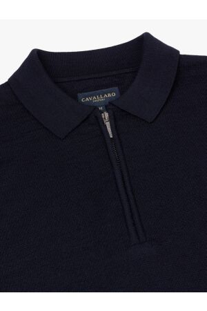 Cavallaro Merino Long Sleeve Zip Polo 699000 Dark blue
