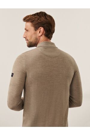 Cavallaro Merino Long Sleeve Zip Polo 810000 Sand