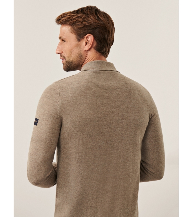 Cavallaro Merino Long Sleeve Zip Polo 810000 Sand