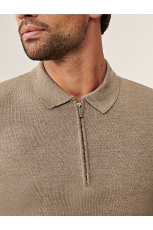 Cavallaro Merino Long Sleeve Zip Polo 810000 Sand