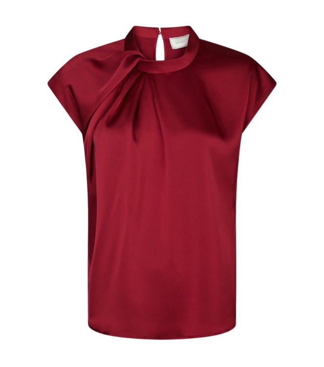 Neo Noir Fleur drapy satin blouse 682 Wine