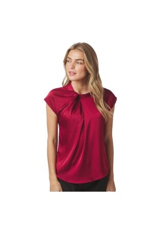 Neo Noir Fleur drapy satin blouse 682 Wine
