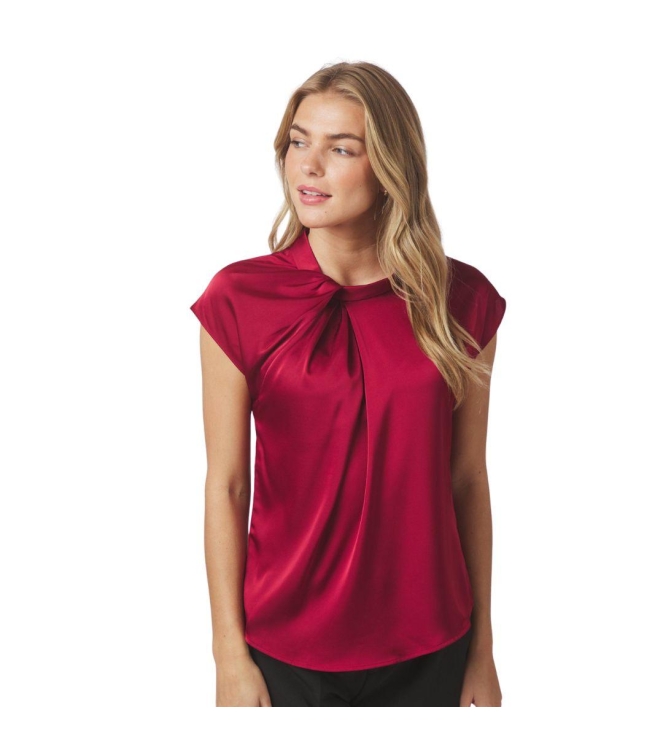 Neo Noir Fleur drapy satin blouse 682 Wine