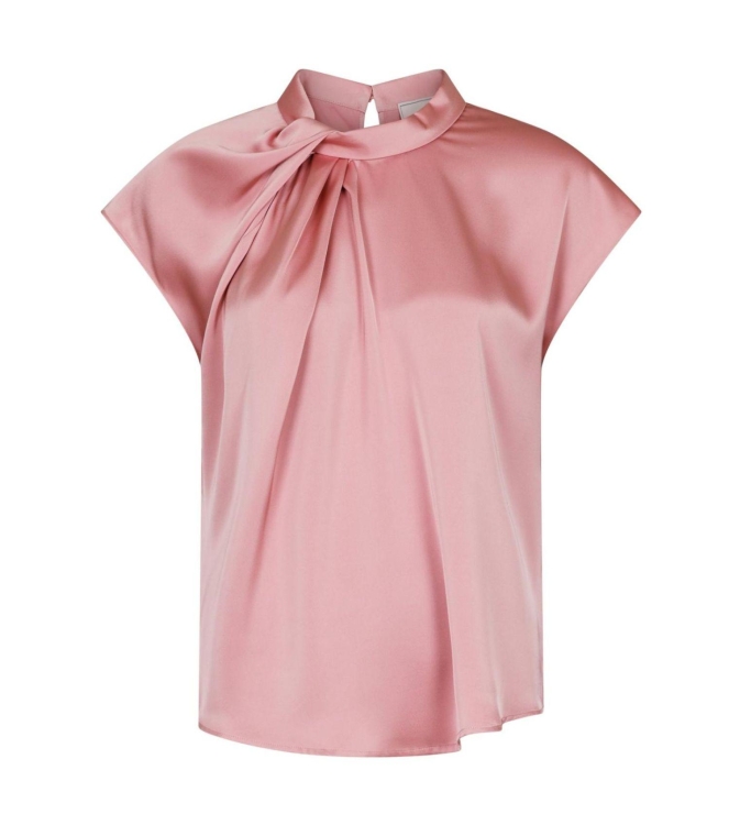 Neo Noir Fleur drapy satin blouse 754 Light pink