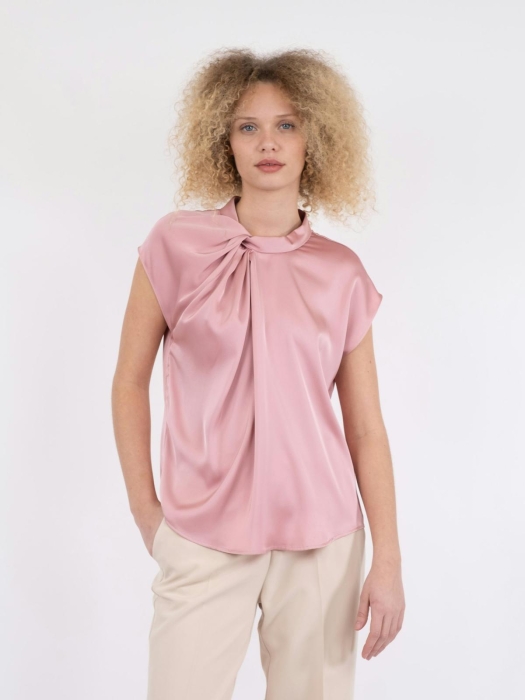 Neo Noir Fleur drapy satin blouse 754 Light pink