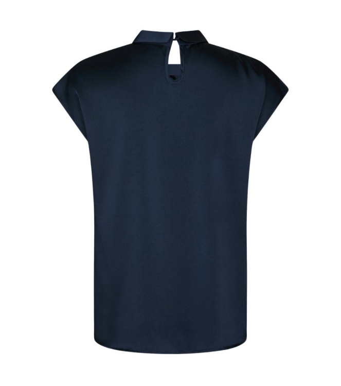Neo Noir Fleur drapy satin blouse 141 Navy