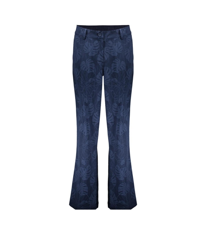 Geisha Pants denim flowers 00065 Blue